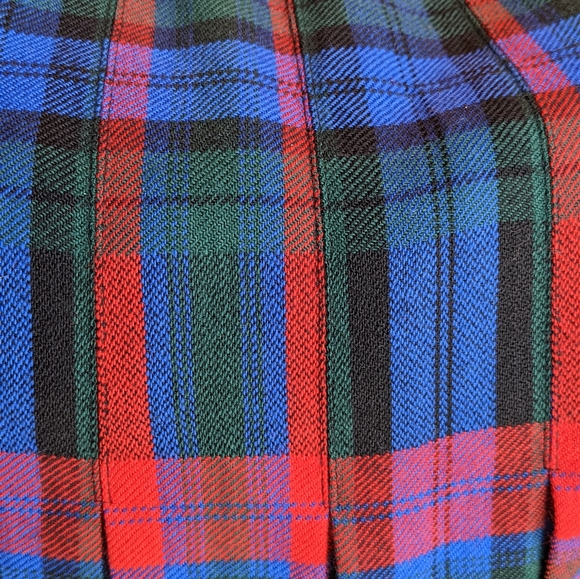 Al Jean Wool Vintage Midi Pleated Skirt in Blue Red Green Black - Picture 8 of 11